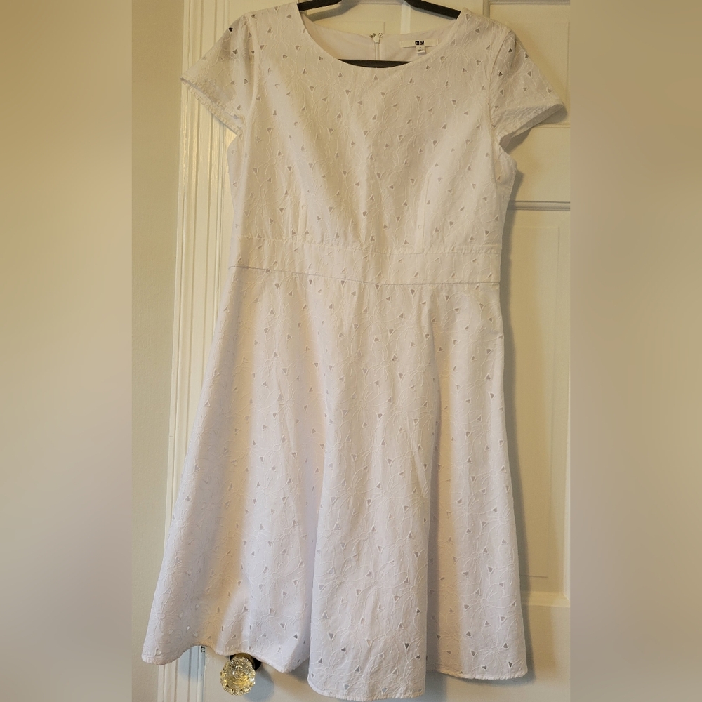 Uniqlo Eyelet Lace Summer White Dress